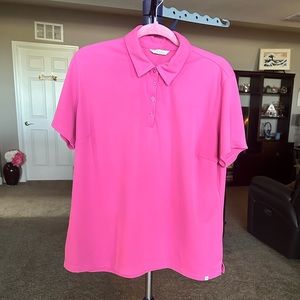 Lady Hagen pink 5 button short sleeve Golf Polo top. Size XL